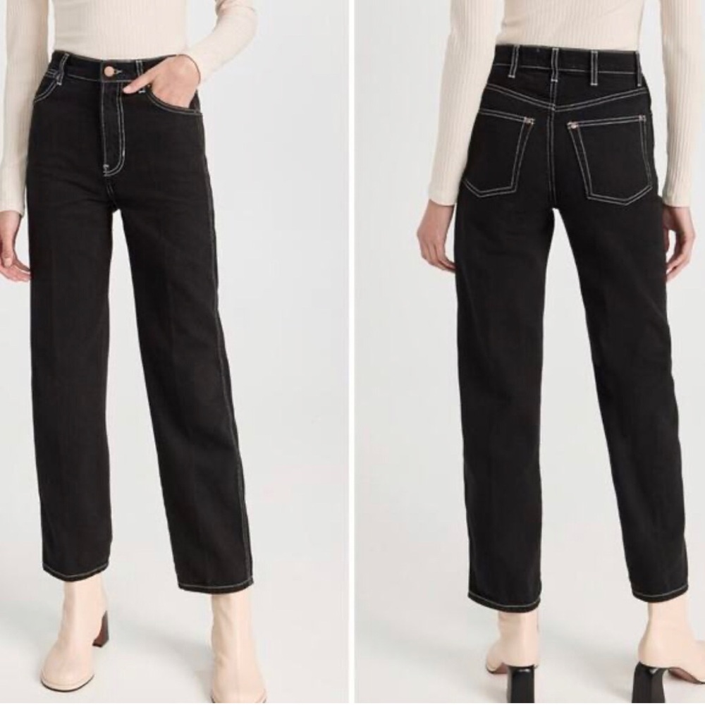 REFORMATION COWBOY HIGH RISE STRAIGHT JEANS WASH BLACK Size 30